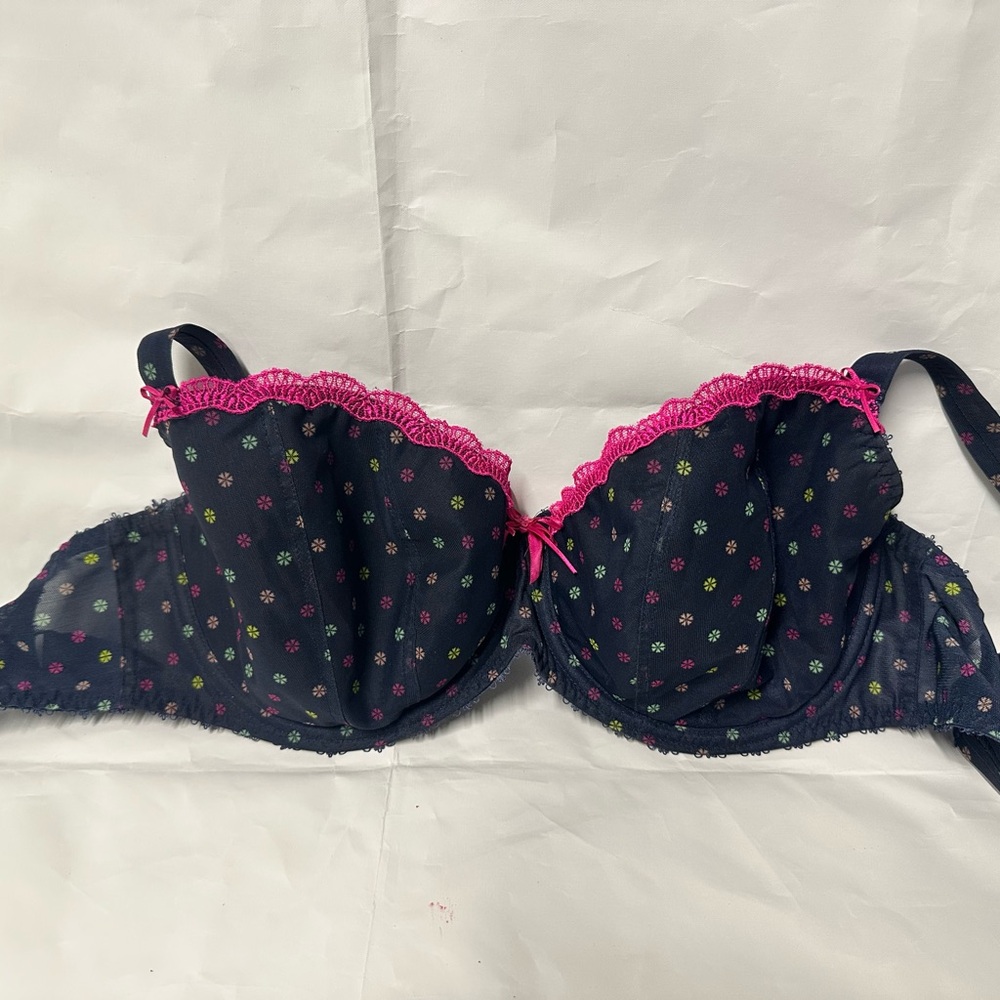 Freya deco 30FF Floral Lace Trim Bra - Pink and Blue